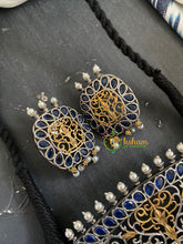 Dual Tone High Neck Choker -Blue-S734